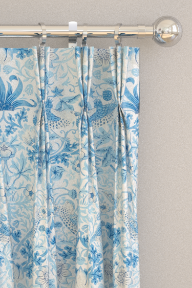 Strawberry Thief Curtains - Woad - by Morris. Click for more details and a description.