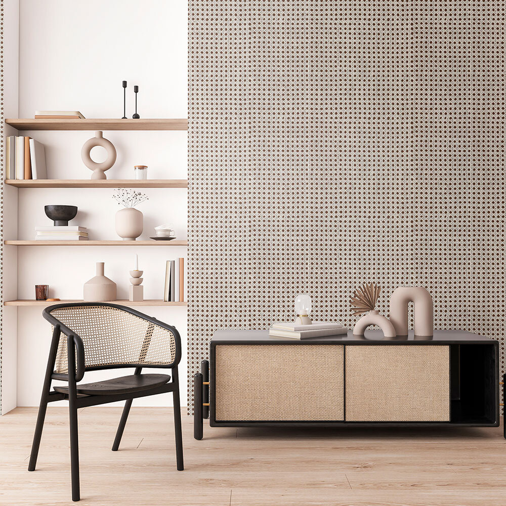 Faux Rattan Wallpaper - Chocolate Brown - by Coordonne