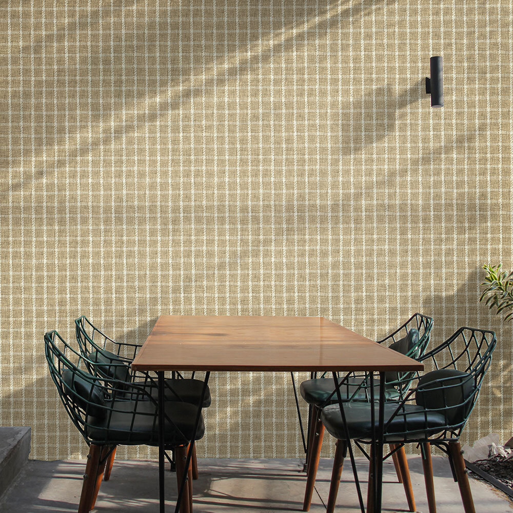 Faux Linen Check Wallpaper - Natural - by Coordonne