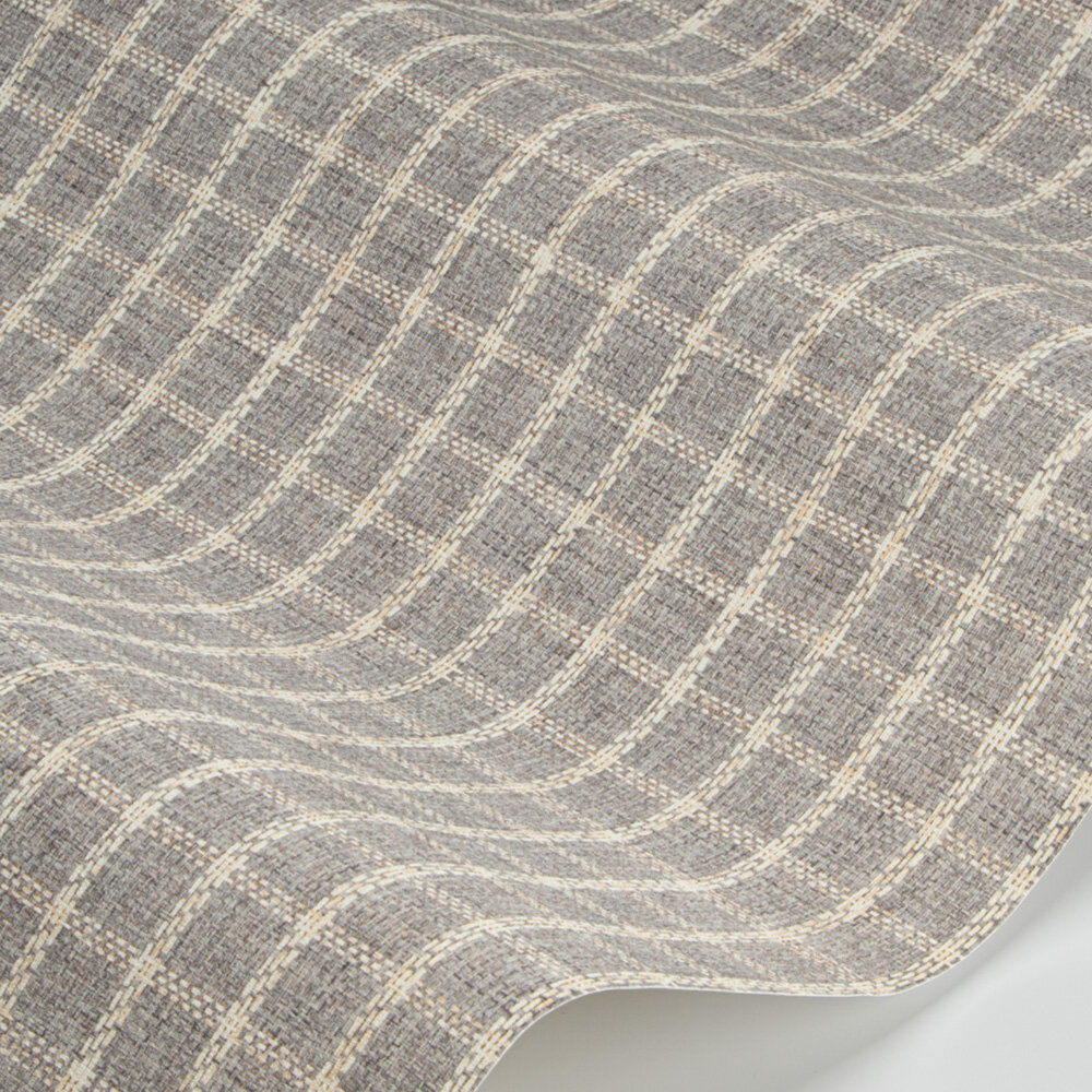 Faux Linen Check Wallpaper - Grey - by Coordonne