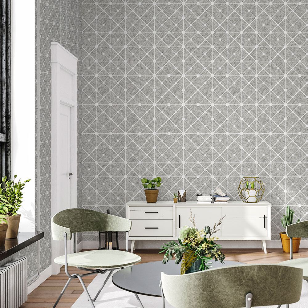 Faux Geometric weave Wallpaper - Light Grey - by Coordonne