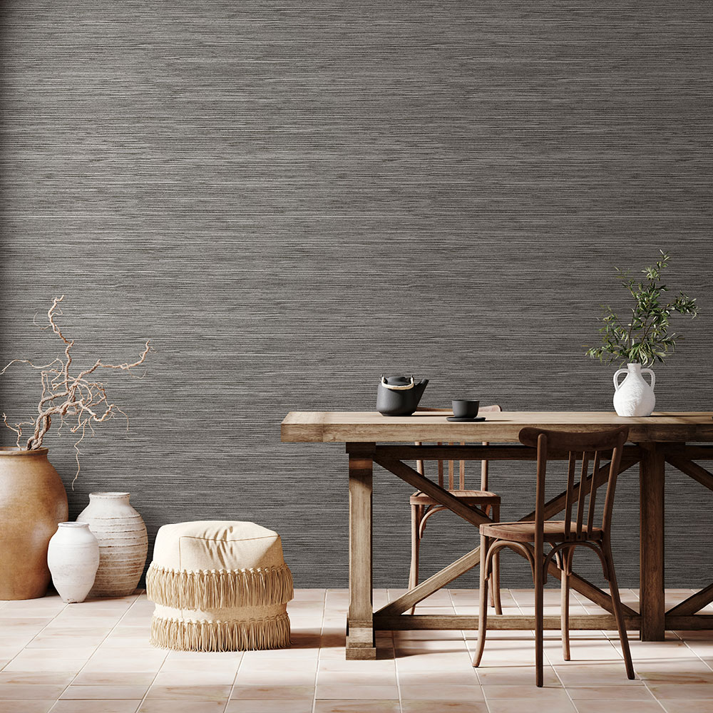 Faux Natural weave Wallpaper - Grey - by Coordonne