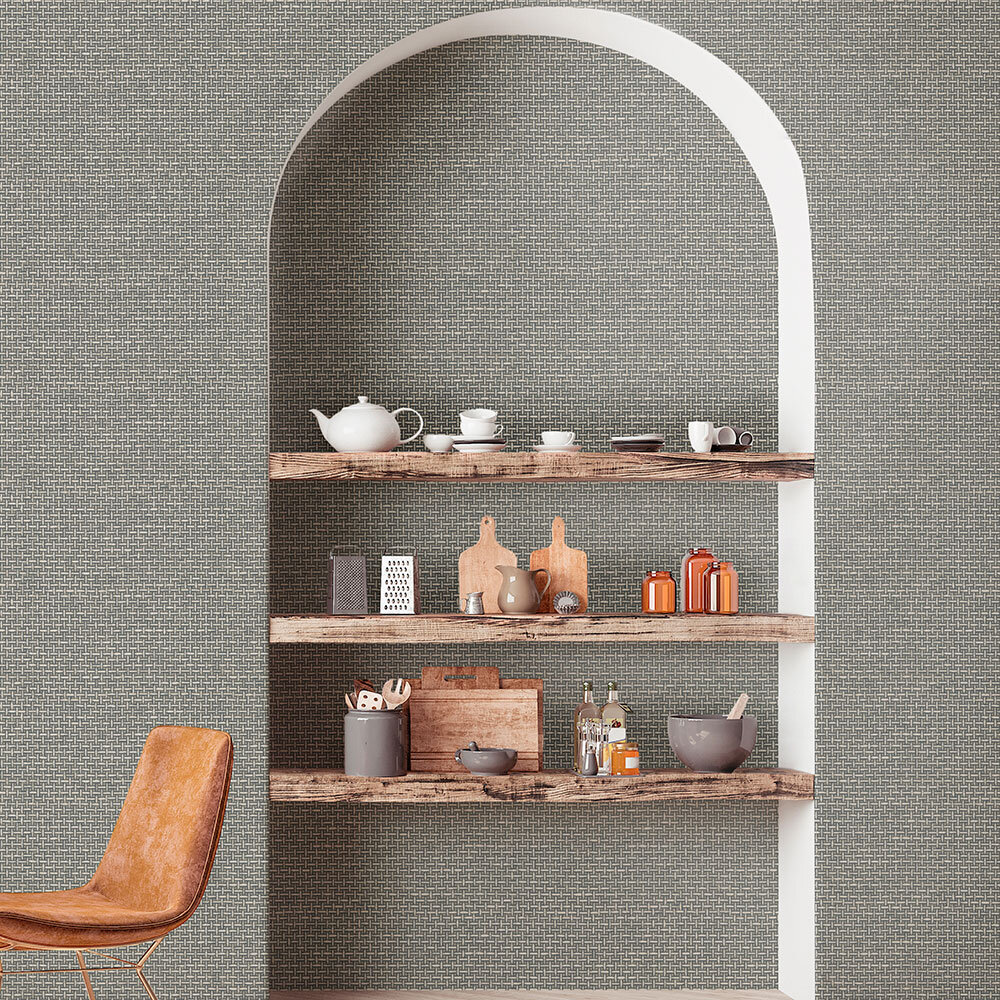 Faux Lattice Weave Wallpaper - Grey - by Coordonne