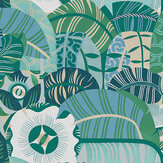 Hypnotic Safari Wallpaper - Teal - by Boråstapeter