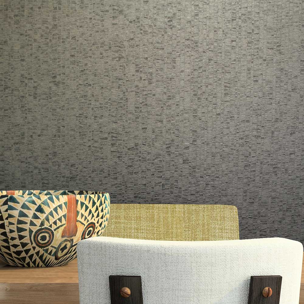 Lima Wallpaper - Charcoal Lustre - by Fardis