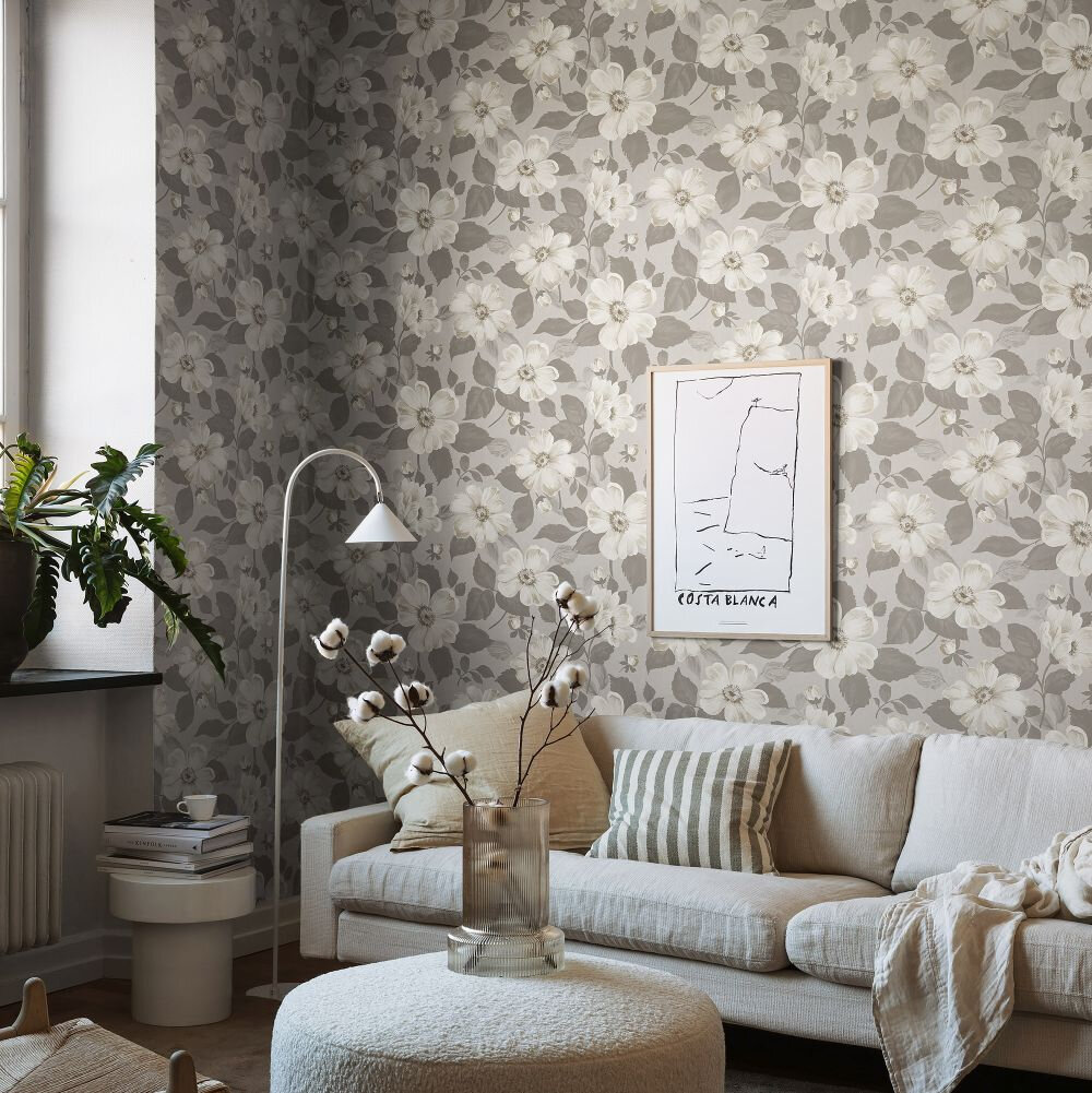 Alfred Wallpaper - Grey - by Boråstapeter