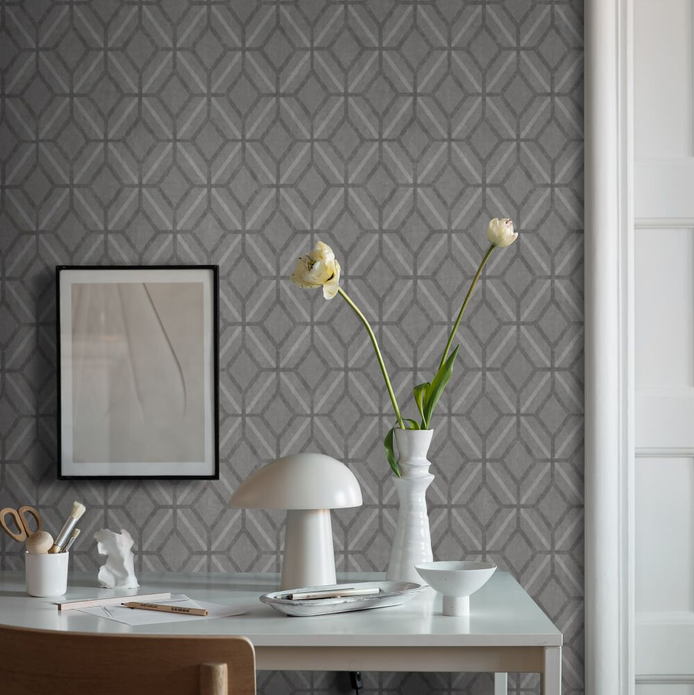 Kiara Wallpaper - Charcoal - by Boråstapeter