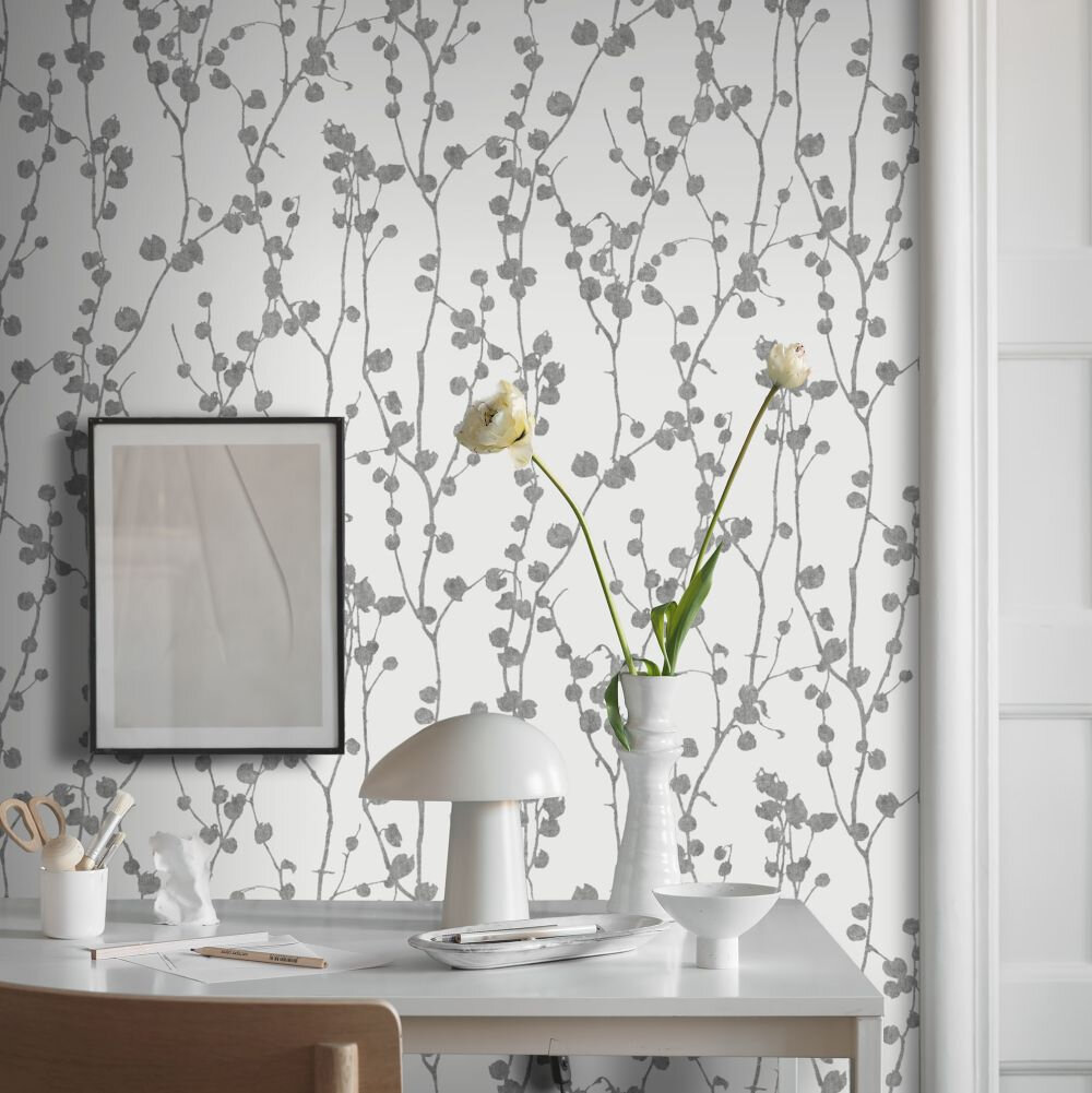 Disa Wallpaper - Grey - by Boråstapeter