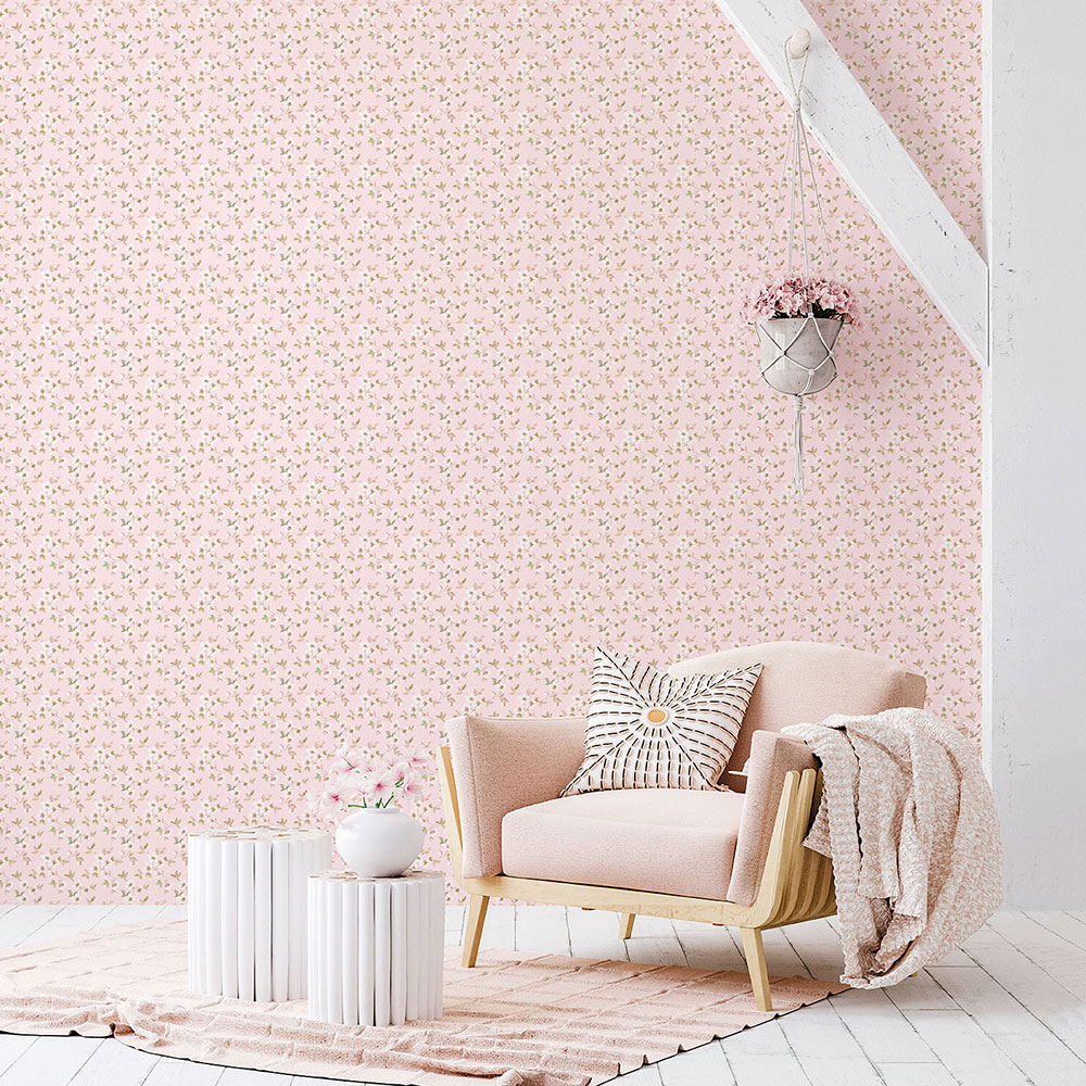 Anemone Mini Wallpaper - Pink - by Galerie