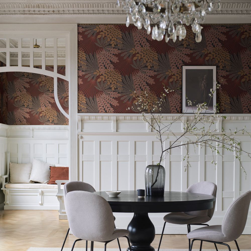 Velvet Leaves Wallpaper - Burgundy  - by Boråstapeter