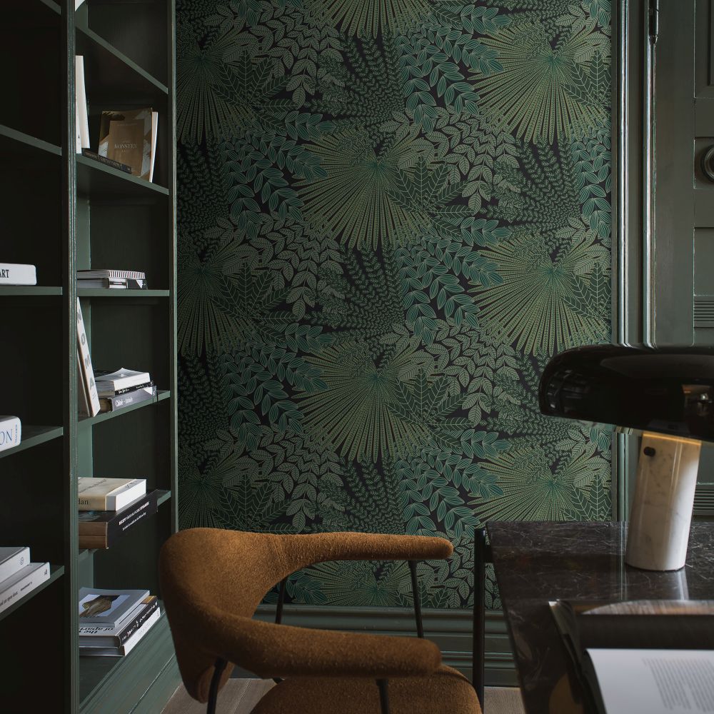 Velvet Leaves Wallpaper - Green - by Boråstapeter