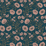 Poppy Flow Wallpaper - Navy - by Boråstapeter. Click for more details and a description.