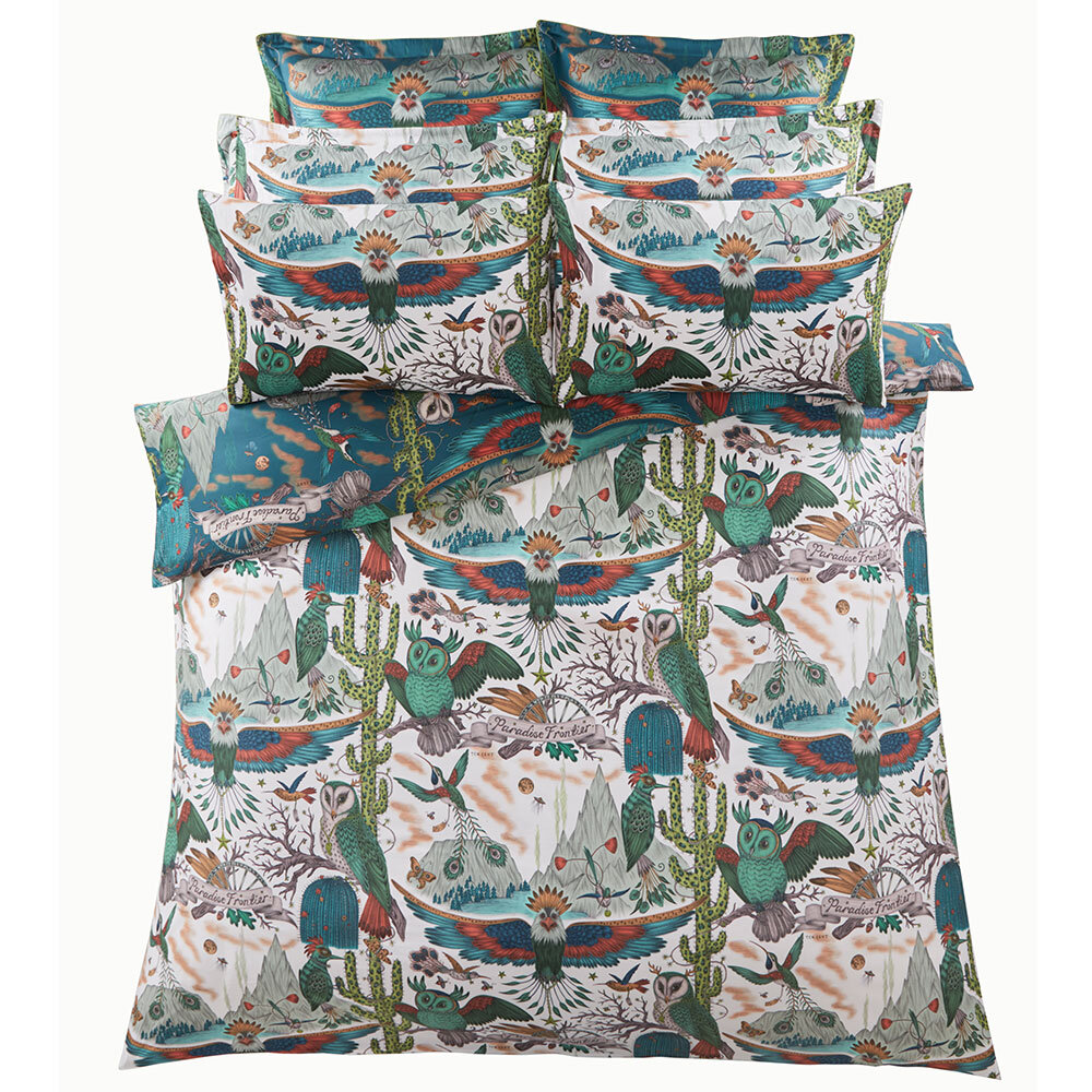 Frontier Square Oxford Pillowcase - Teal - by Emma J Shipley