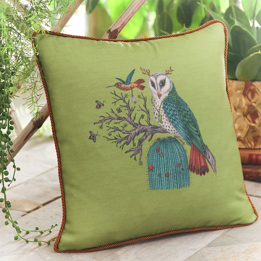 Frontier Square Cushion - Lime - by Emma J Shipley
