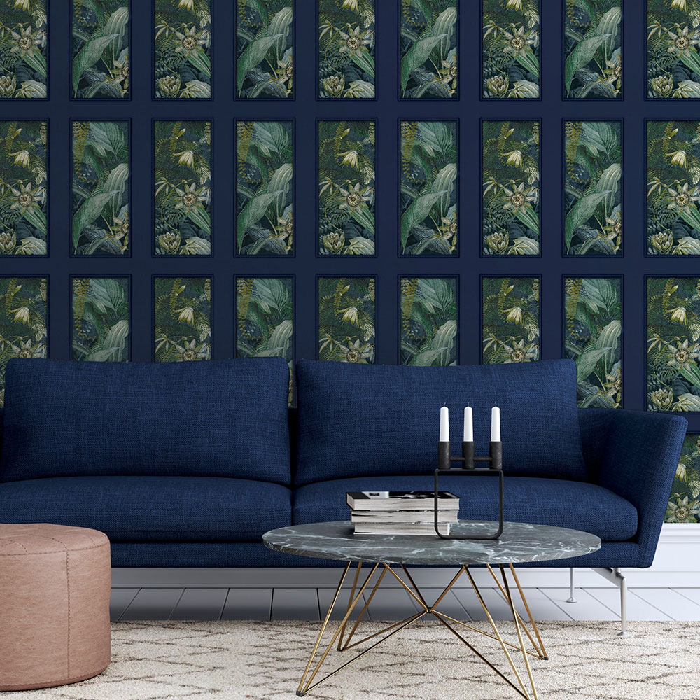 Wild Vibes Wallpaper - Navy/Emerald - by Arthouse