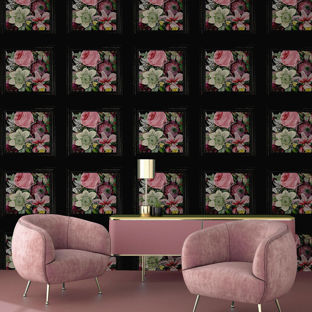 Stately Bouquet Wallpaper - Charcoal / Multi - by Arthouse