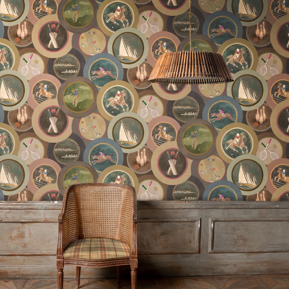 Sporting Life Wallpaper - Woodsmoke - by Mulberry Home