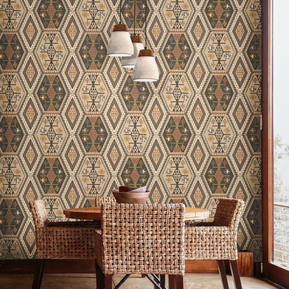 Buckland Wallpaper - Woodsmoke - by Mulberry Home