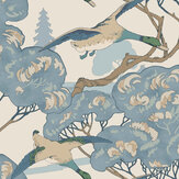 Grand Flying Ducks Wallpaper - Blue - by Mulberry Home. Click for more details and a description.