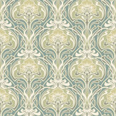 Mucha Wallpaper - Teal - by A Street Prints. Click for more details and a description.
