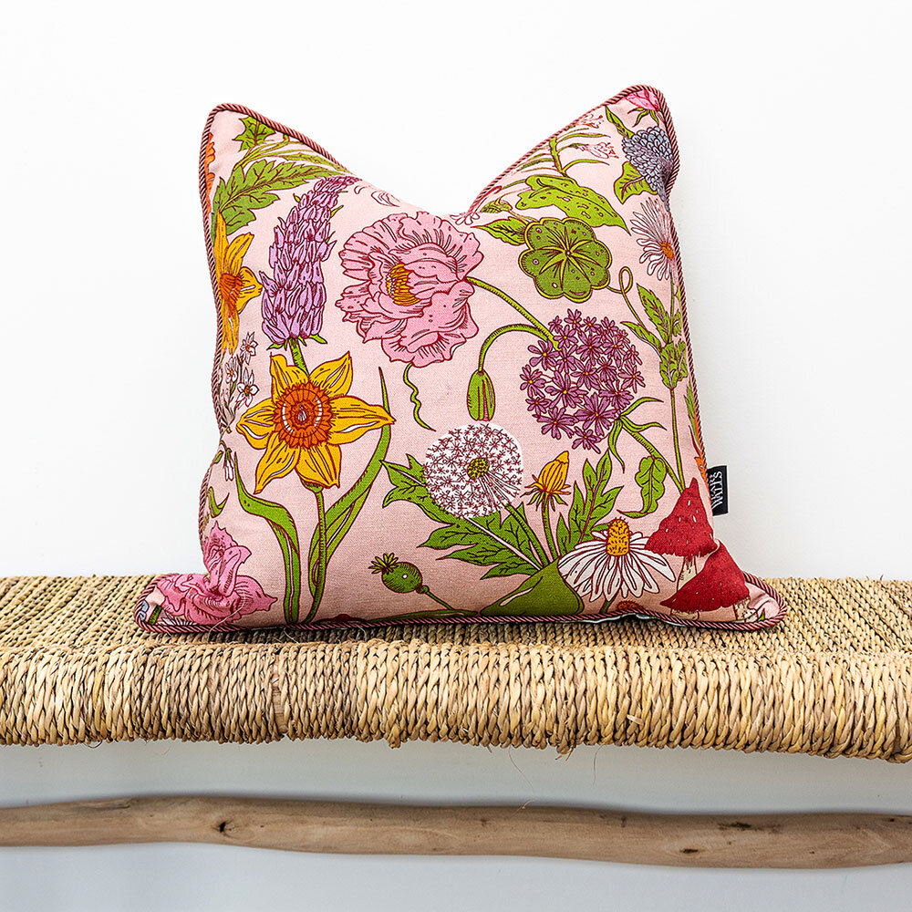 Bloom & Sonder Cushion - Flamingo pink/Linen-White - by Wear The Walls