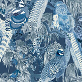 Game Birds Wallpaper - Indigo - by Mulberry Home. Click for more details and a description.