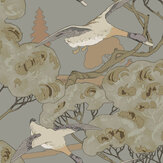 Grand Flying Ducks Wallpaper - Grey / Blue - by Mulberry Home. Click for more details and a description.