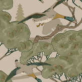 Papier peint Grand Flying Ducks - Émeraude - Mulberry Home. Cliquez pour en savoir plus et lire la description.