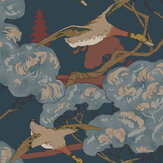 Grand Flying Ducks Wallpaper - Red / Blue - by Mulberry Home. Click for more details and a description.