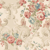 Floral Rococo Wallpaper - Red / Green - by Mulberry Home. Click for more details and a description.