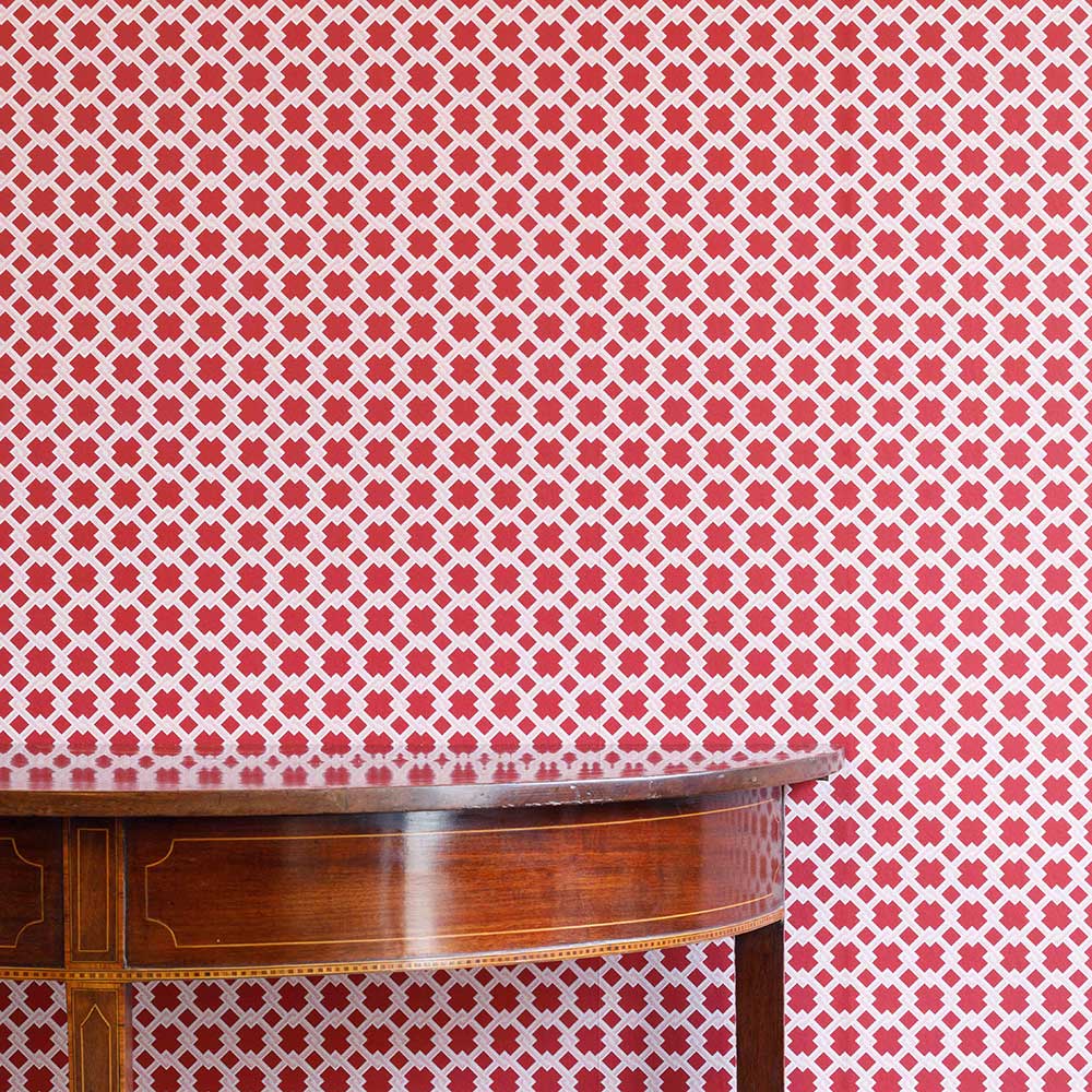Lattice Cane Wallpaper - Red / Pink - by Barneby Gates