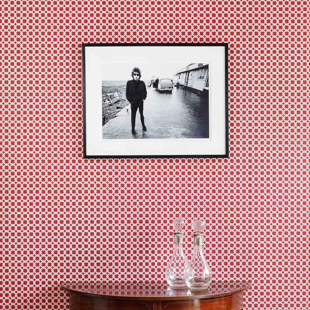 Lattice Cane Wallpaper - Red / Pink - by Barneby Gates