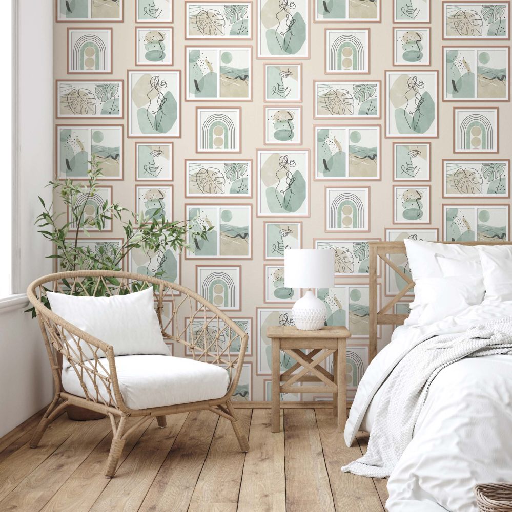 Gallery Wall Wallpaper - Natural - by Crown