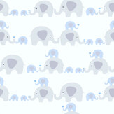 Papier peint Elephants - Bleu - Albany. Cliquez pour en savoir plus et lire la description.