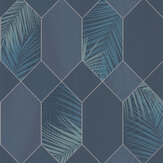 Miami Tropical Geo Wallpaper - Navy / Silver - by Albany. Click for more details and a description.