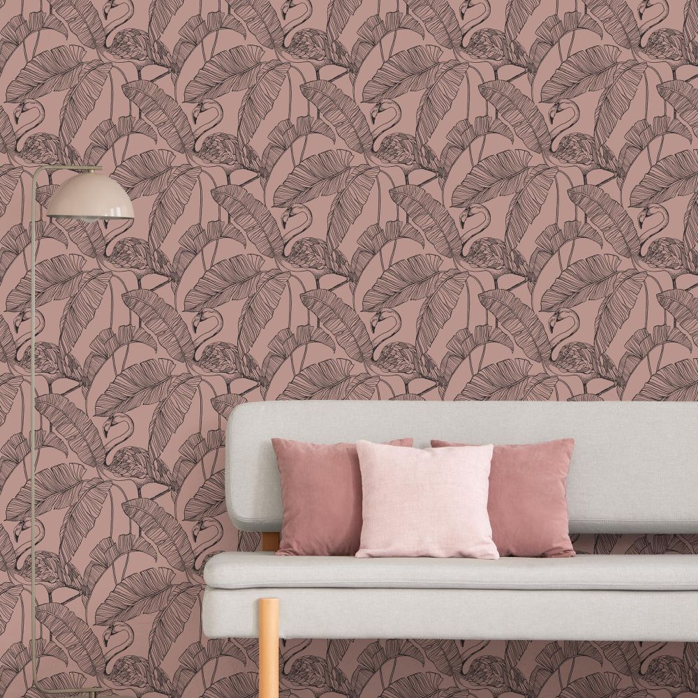 Flamingo Wallpaper - Pink - by Albany