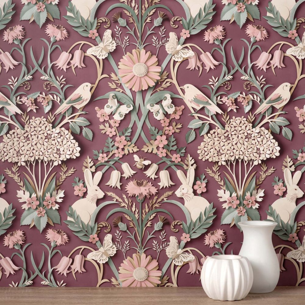 Woodland Wallpaper - Plum - by Albany