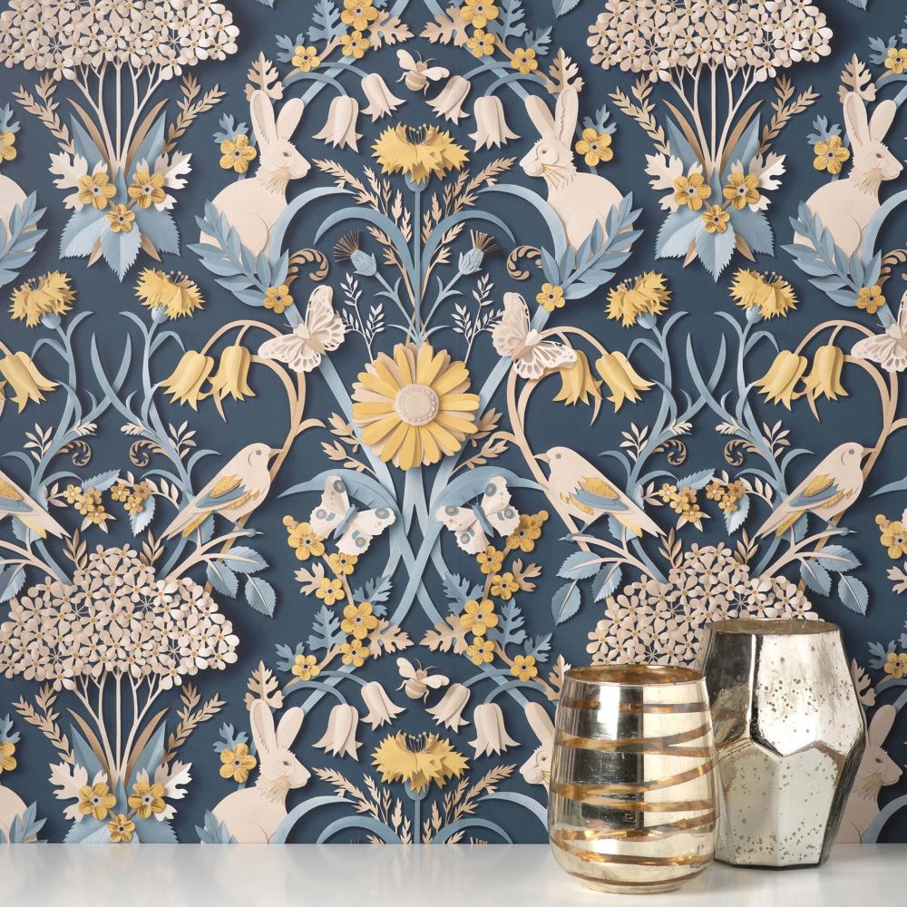 Woodland Wallpaper - Navy - by Albany