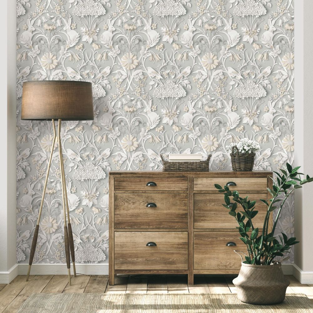 Woodland Wallpaper - Soft Grey - by Albany