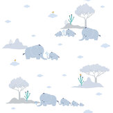 Elephant family Wallpaper - White - by Albany. Click for more details and a description.