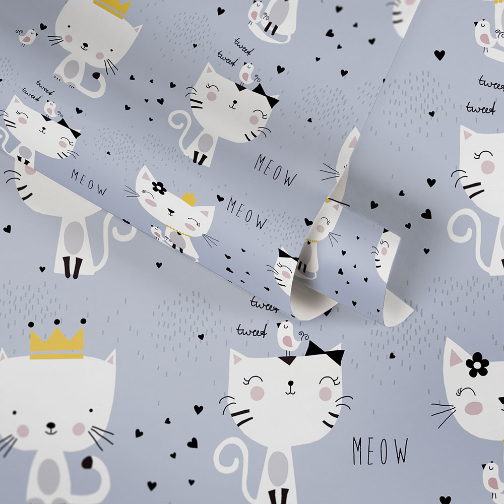 Meow Wallpaper - Grey - by Albany