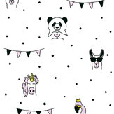 Animal party Wallpaper - Black/pink - by Albany. Click for more details and a description.
