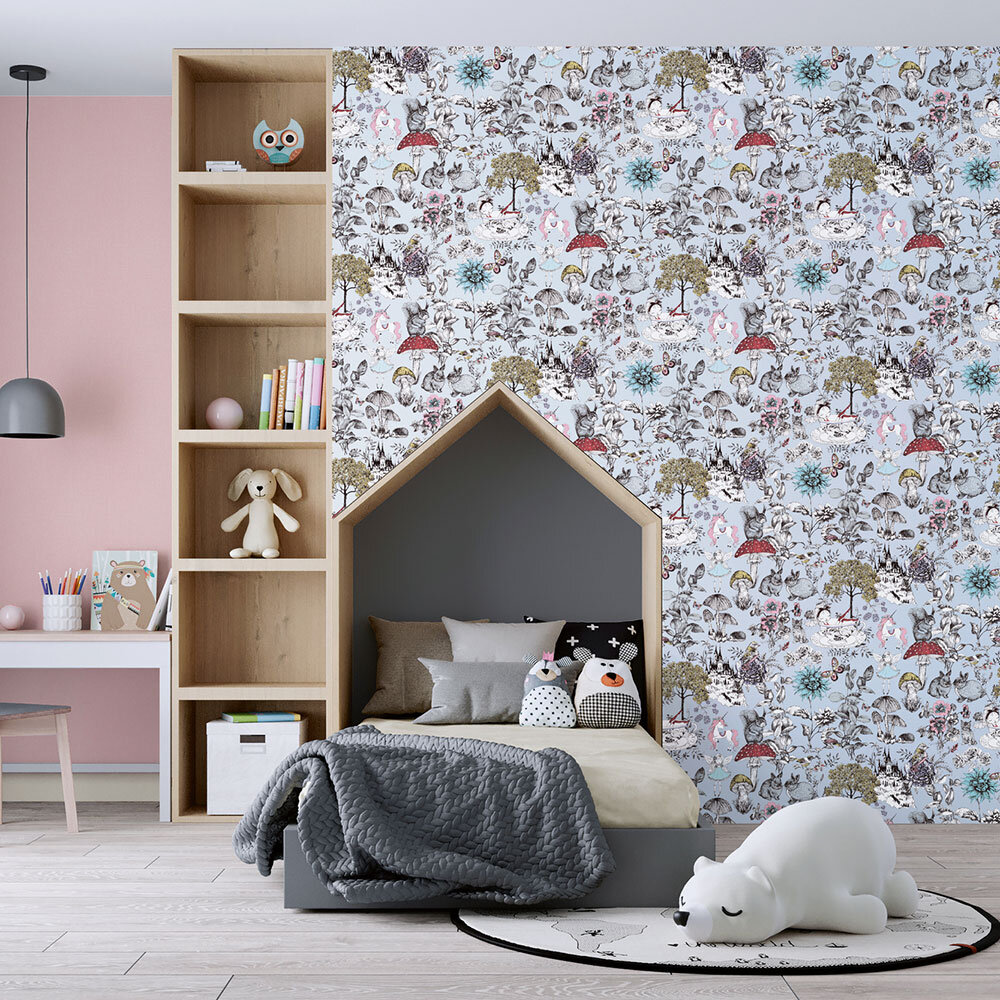 Woodland whimsy Wallpaper - Blue - by Albany