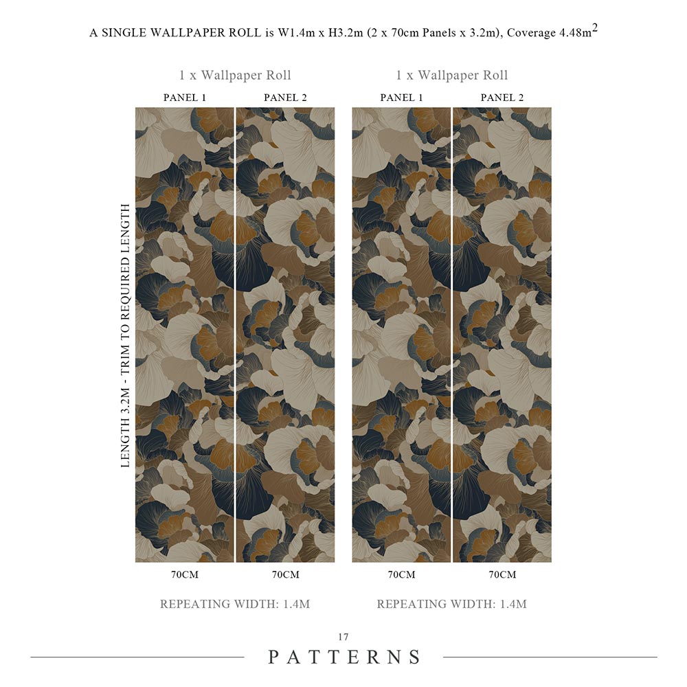 Venation Panel Mural - Gold - by 17 Patterns