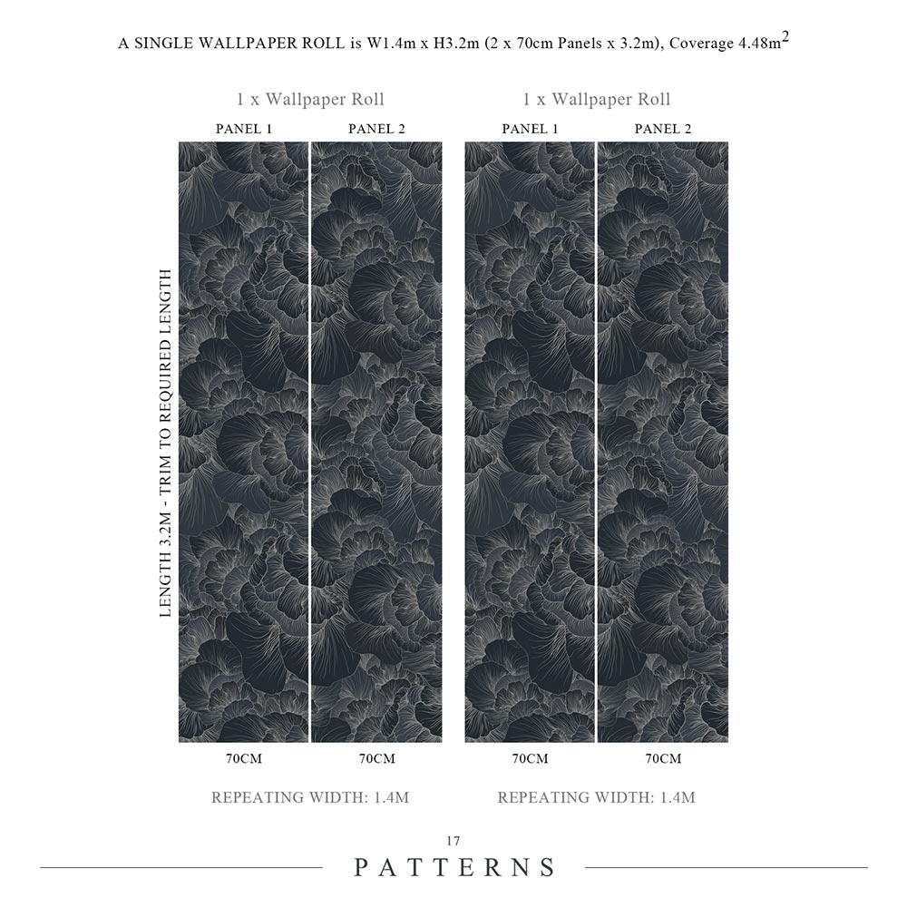 Venation Panel Mural - Royal - by 17 Patterns