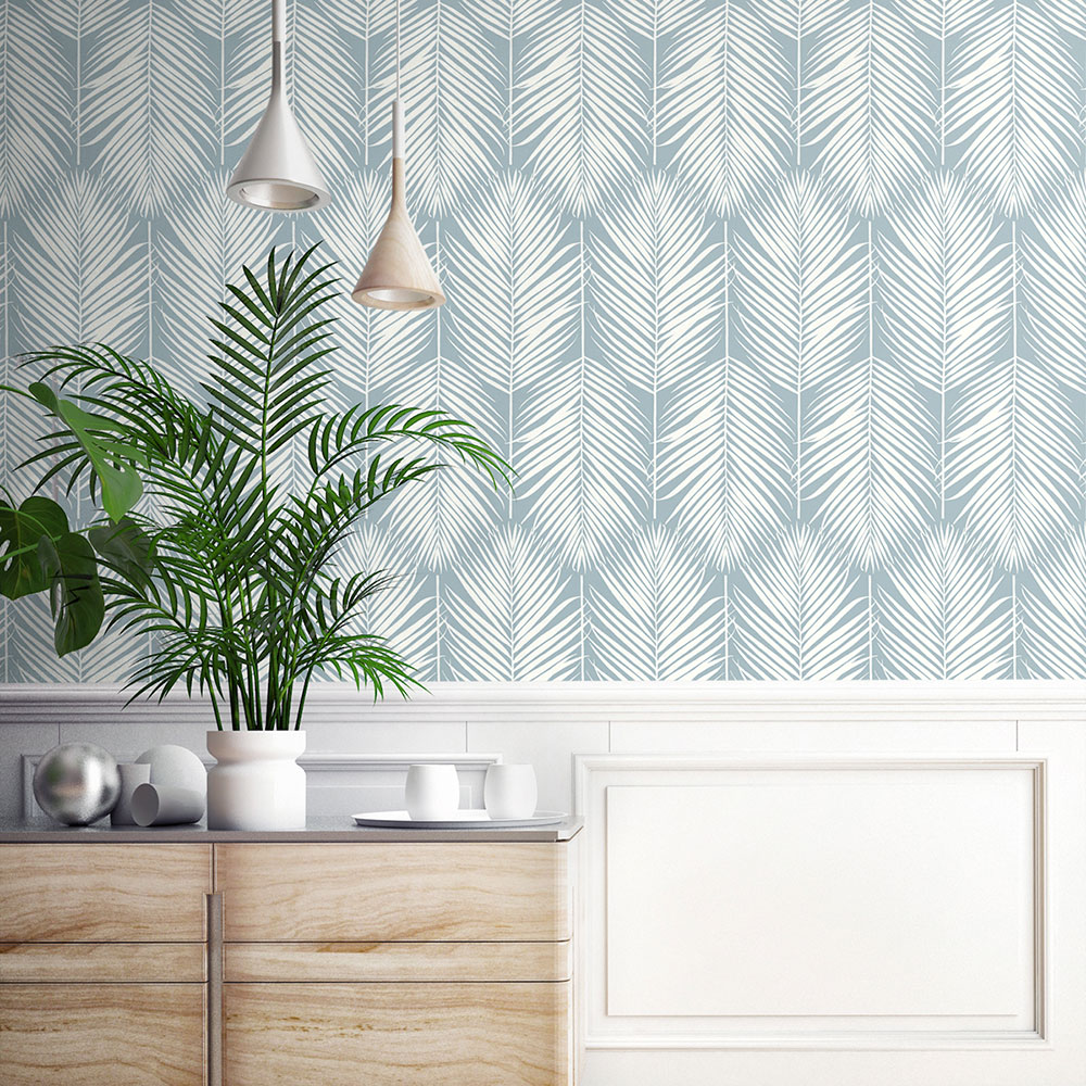 Athena Palm Wallpaper - Hampton Blue - by Etten