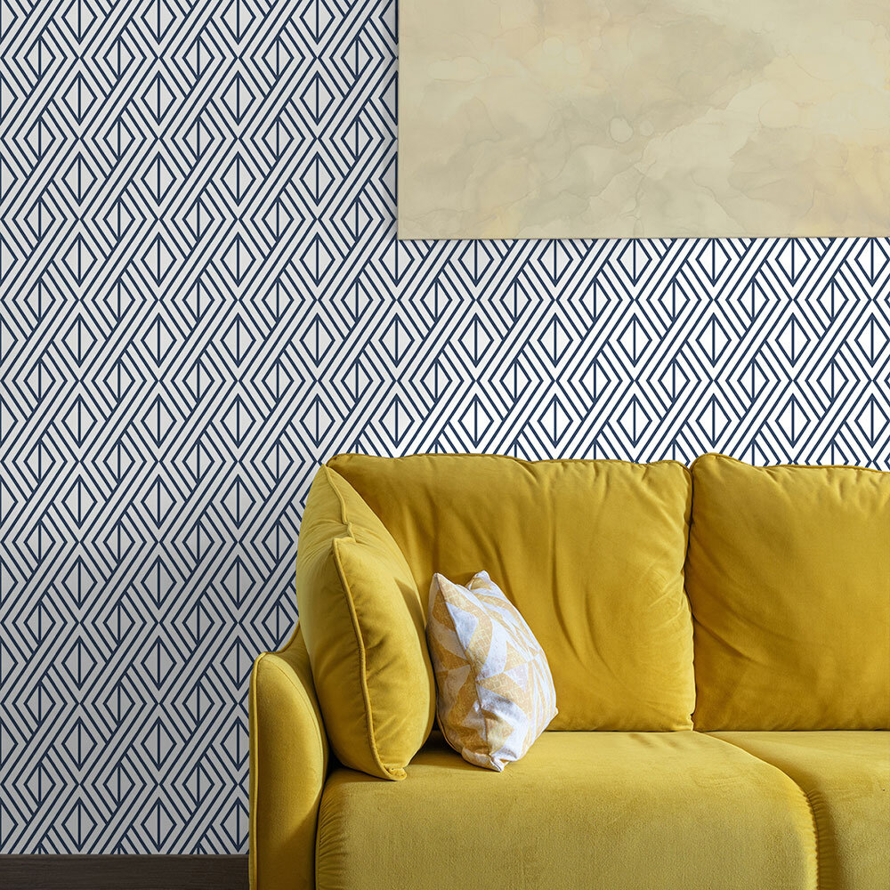 Diamond Weave Wallpaper - Navy Blue - by Etten