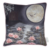 The Moonlit Lily Garden Cushion - Dusk - by The Chateau by Angel Strawbridge. Click for more details and a description.