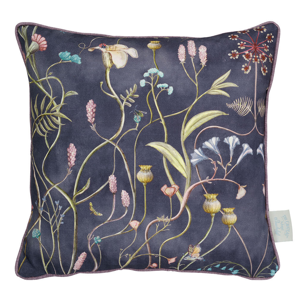 The Wild Flower Garden Cushion - Nightshadow - by The Chateau by Angel Strawbridge
