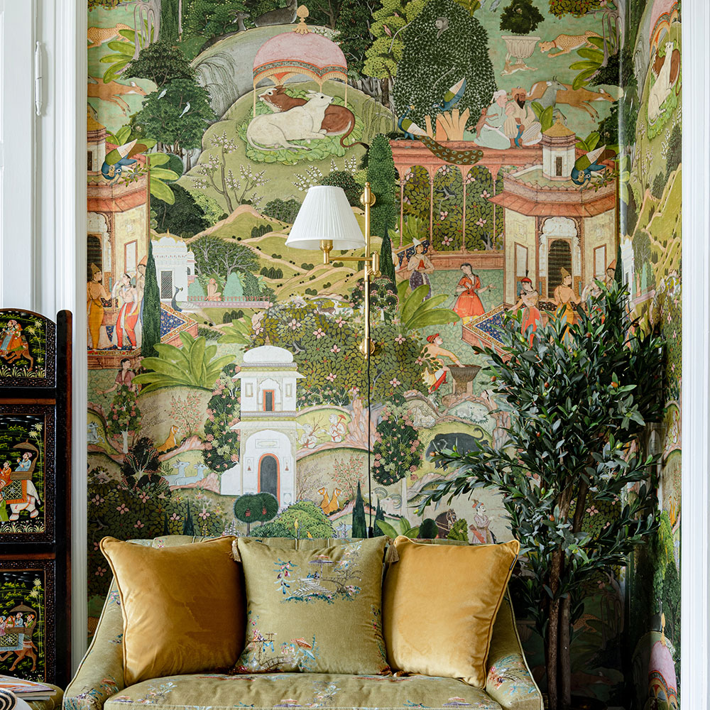 Gardens of Jaipur Mural - Taupe/Green/Brown - by Mind the Gap